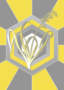 Gray and Yellow Flower Art