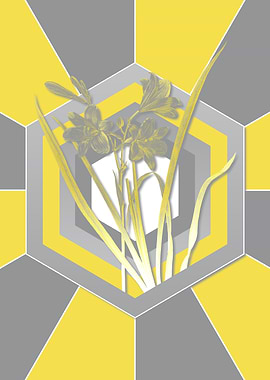 Gray and Yellow Floral Art