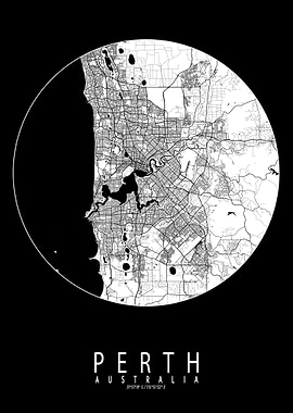 Perth City Map Full Moon