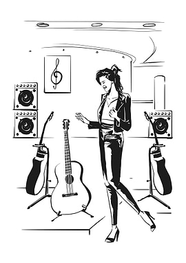 Guitar shopping Woman