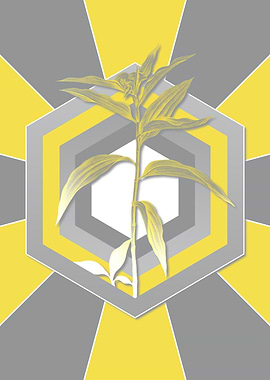 Gray and Yellow Flower Art