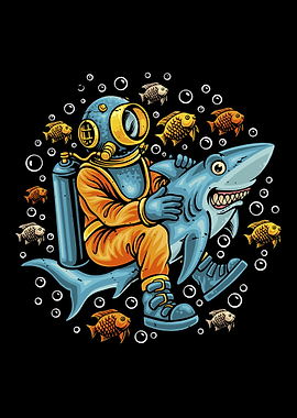 Diver and Shark