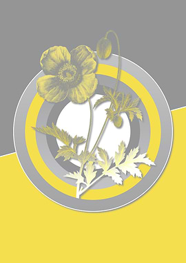 Gray and Yellow Flower Art