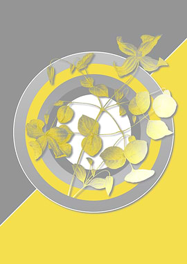 Gray and Yellow Flower Art