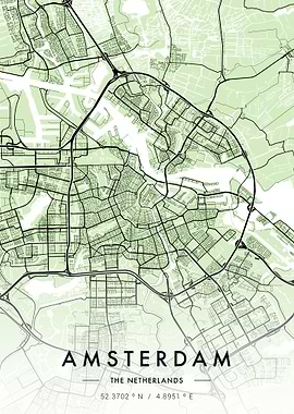 Amsterdam City Map Green