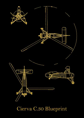 Cierva C30 Blueprint gold