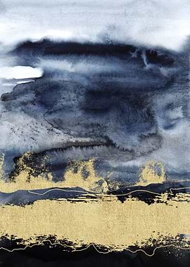 Navy Gold Abstract 04