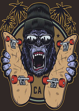 colorful gorrila skate