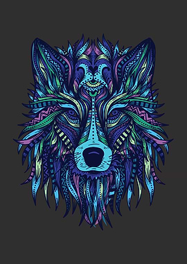 Blue Mandala Wolf