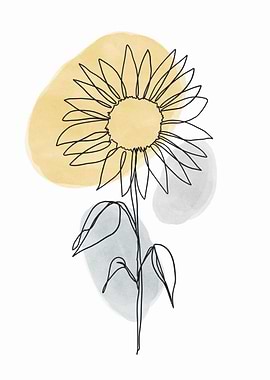 Sunflower One Line Drawing