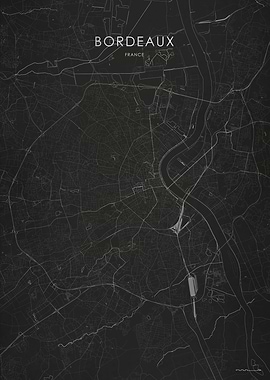 Silver Bordeaux City Map