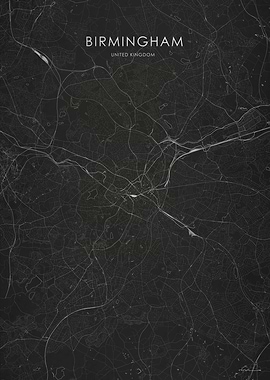 Silver Birmingham City Map