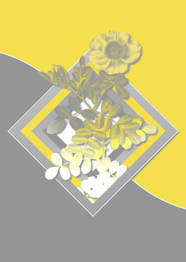 Retro Gray and Yellow Rose