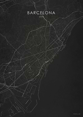 Silver Barcelona City Map