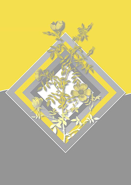 Retro Gray and Yellow Rose