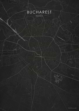 Silver Bucharest City Map