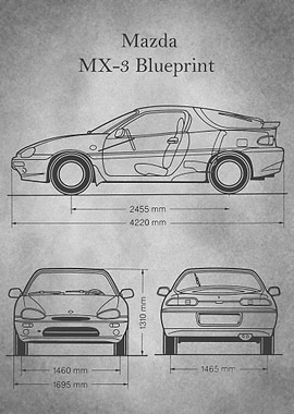 Mazda MX3 Blueprint gray