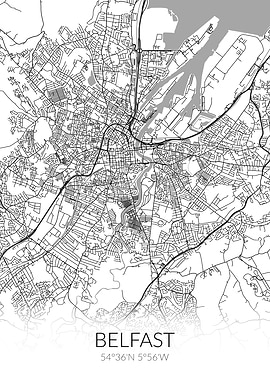 Belfast City Map White
