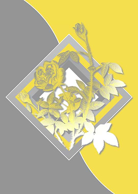 Retro Gray and Yellow Rose