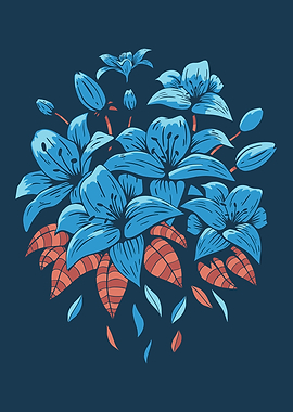 BLUE LILIES FLOWER DESIGN