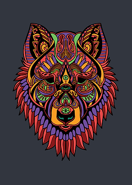 Colorful Mandala Wolf