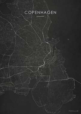 Silver Copenhagen City Map