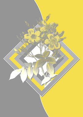 Retro Gray and Yellow Rose