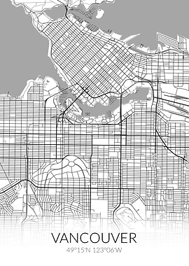 Vancouver City Map White