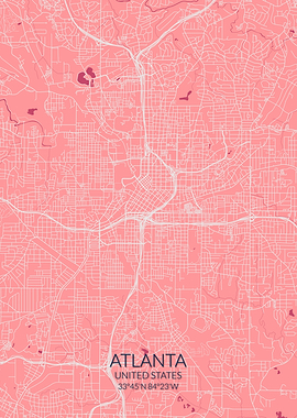 Atlanta Pink Rose Map