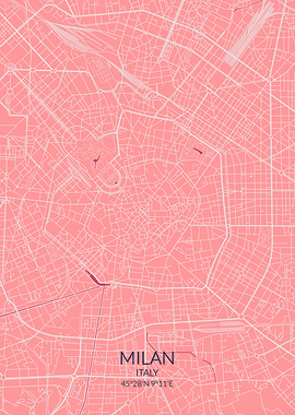 Milan Pink Rose Map