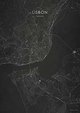 Silver Lisbon City Map