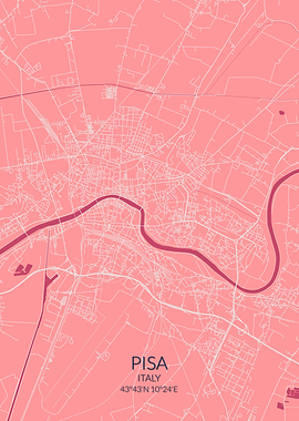 Pisa Pink Rose Map