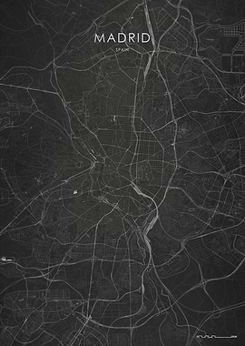 Silver Madrid City Map