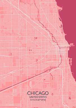 Chicago Pink Rose Map