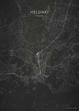 Silver Helsinki City Map
