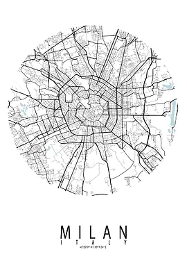 Milan City Map Circle