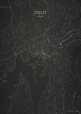 Silver Oslo City Map