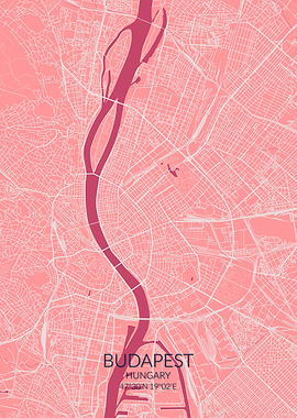 Budapest Pink Rose Map