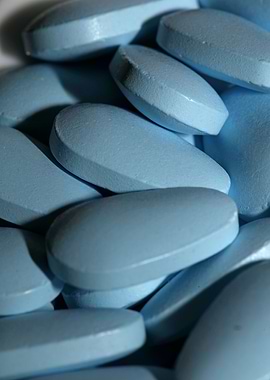 Blue pharmaceutical pills