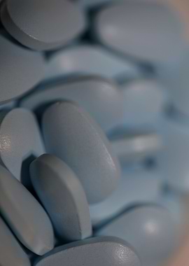 Blue pharmaceutical pills