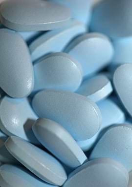 Blue pharmaceutical pills