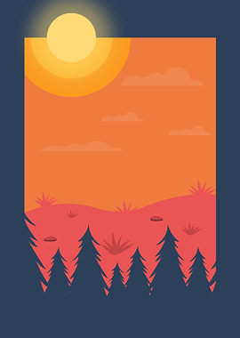 Sun Landscape Illustration