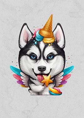 Husky Ice Cream Unicorn
