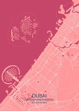 Dubai Pink Rose Map