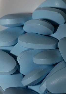 Blue pharmaceutical pills