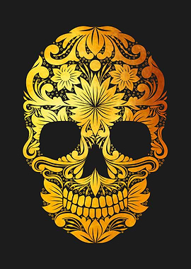 Death Skull gold on black