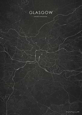 Silver Glasgow City Map