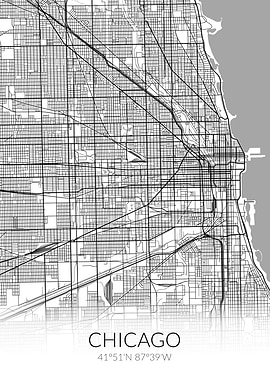Chicago City Map White