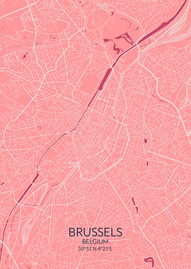 Brussels Pink Rose Map