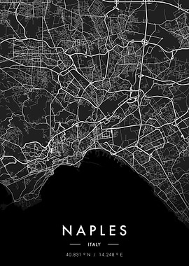 Naples City Map Dark